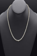 Vintage 10K White Gold Sea Pearl & Diamond Clasp Beaded Strand Necklace 21.25"