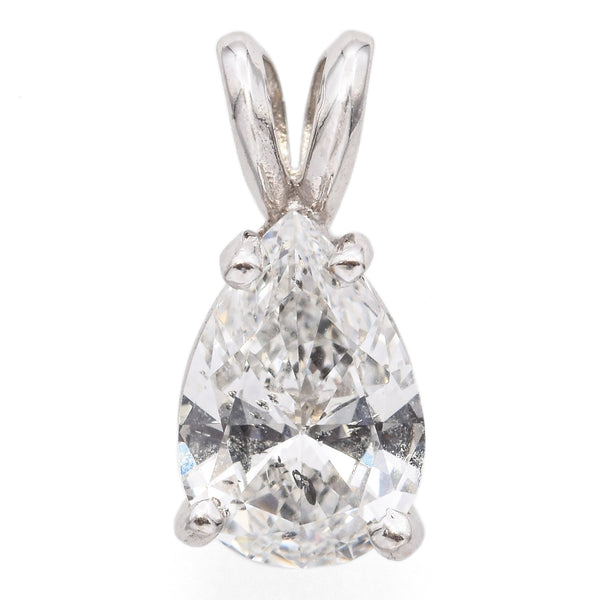 Vintage 14K White Gold 0.70 TCW Diamond Pear Pendant