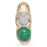 17K Yellow Gold 2.92 Ct. Emerald Cabochon and Diamond Pendant