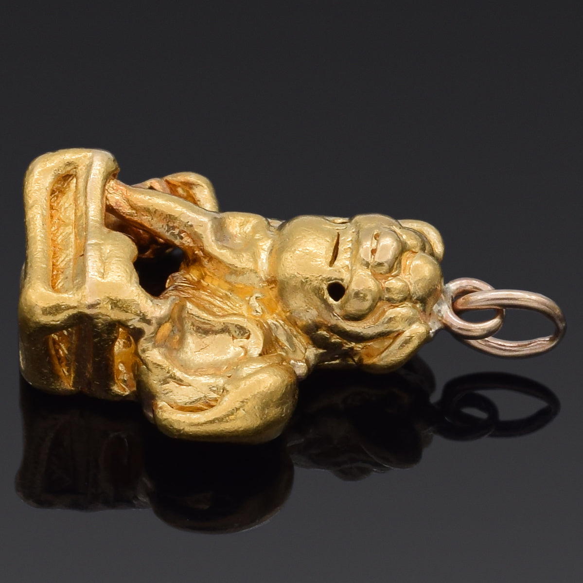 Vintage 足金 24K Yellow Gold Chinese Fu Foo Dog Guardian Lion Pendant