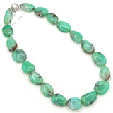 Estate Magnetic Sterling Silver Clasp Chrysoprase Beaded Stone Necklace 21"