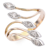 9K Yellow Gold Diamond Leaf Motif Ring