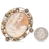 Antique Yellow Gold Cameo Going Home Filigree Brooch