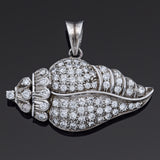 Vintage 1.04 TCW Diamond Sterling Silver Conch Shell Pendant