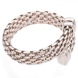 Fope Italy 925 Sterling Silver, Rose Gold Rope Bangle Bracelet