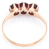 Antique 14K Yellow Gold Garnet Three-Stone Band Ring Size 5.75