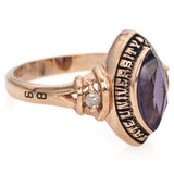 89 10K Yellow Gold 0.80 Ct. Lab Amethyst, Diamond Penn State Univ. Class Ring