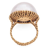 Vintage Tiffany & Co. 18K Yellow Gold Mabe Pearl Cocktail Ring Size 7.5