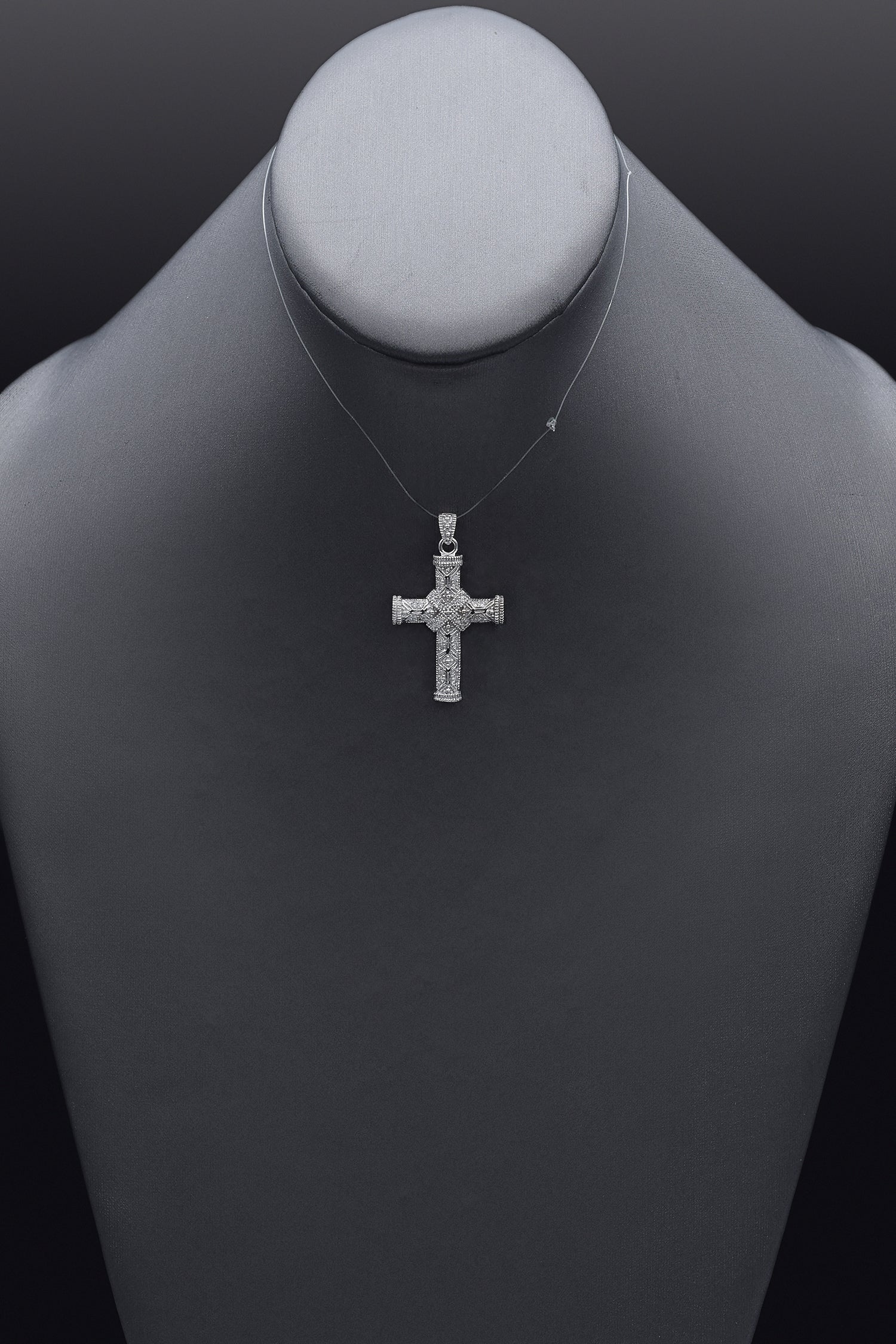 Vintage 14K White Gold 0.48 TCW Diamond Cross Pendant