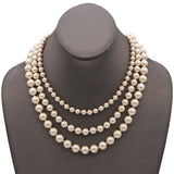 Vintage Christian Dior Pearl Gold Plated Triple Strand Beaded Necklace, 17"