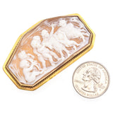 Antique Yellow Gold Cameo Children Playing with Goat Brooch