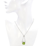 Edwardian Platinum 11.8 Ct. Peridot and Diamond Fetter Link Chain Necklace