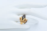 Vintage 18K Yellow Gold Enamel Ram's Head Ring Wrap Ring Size 5