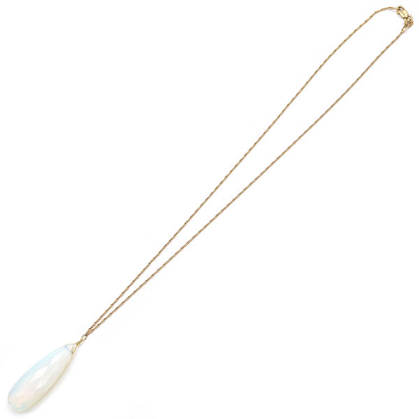 14K Yellow Gold Opalite Pendant Necklace, 7g, 18 Inches