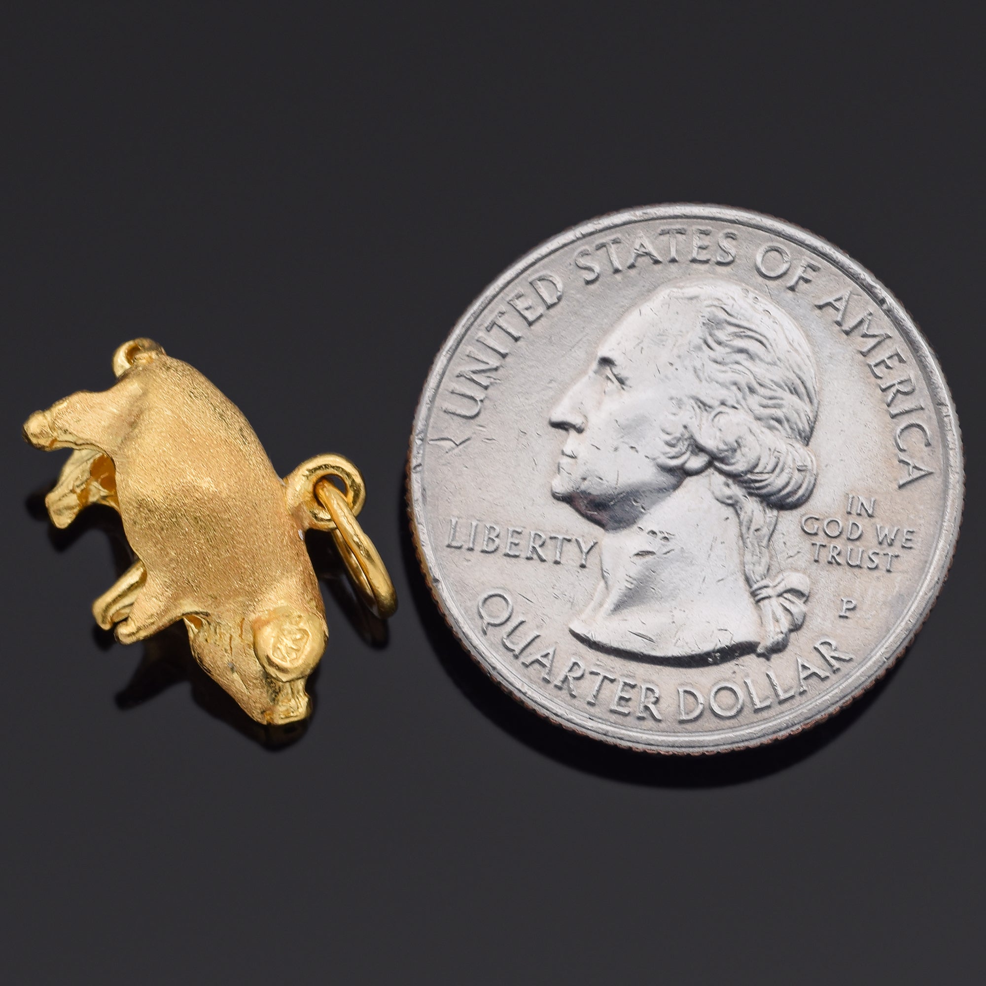 Vintage 22K Yellow Gold Pig Charm Pendant