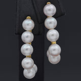 Estate 14K Yellow Gold Pearl Beaded Strand Necklace & Drop Earrings Set