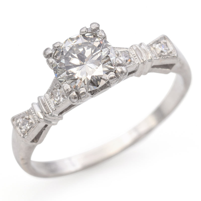 Vintage Art Deco Platinum 0.79 TCW Diamond Engagement Ring