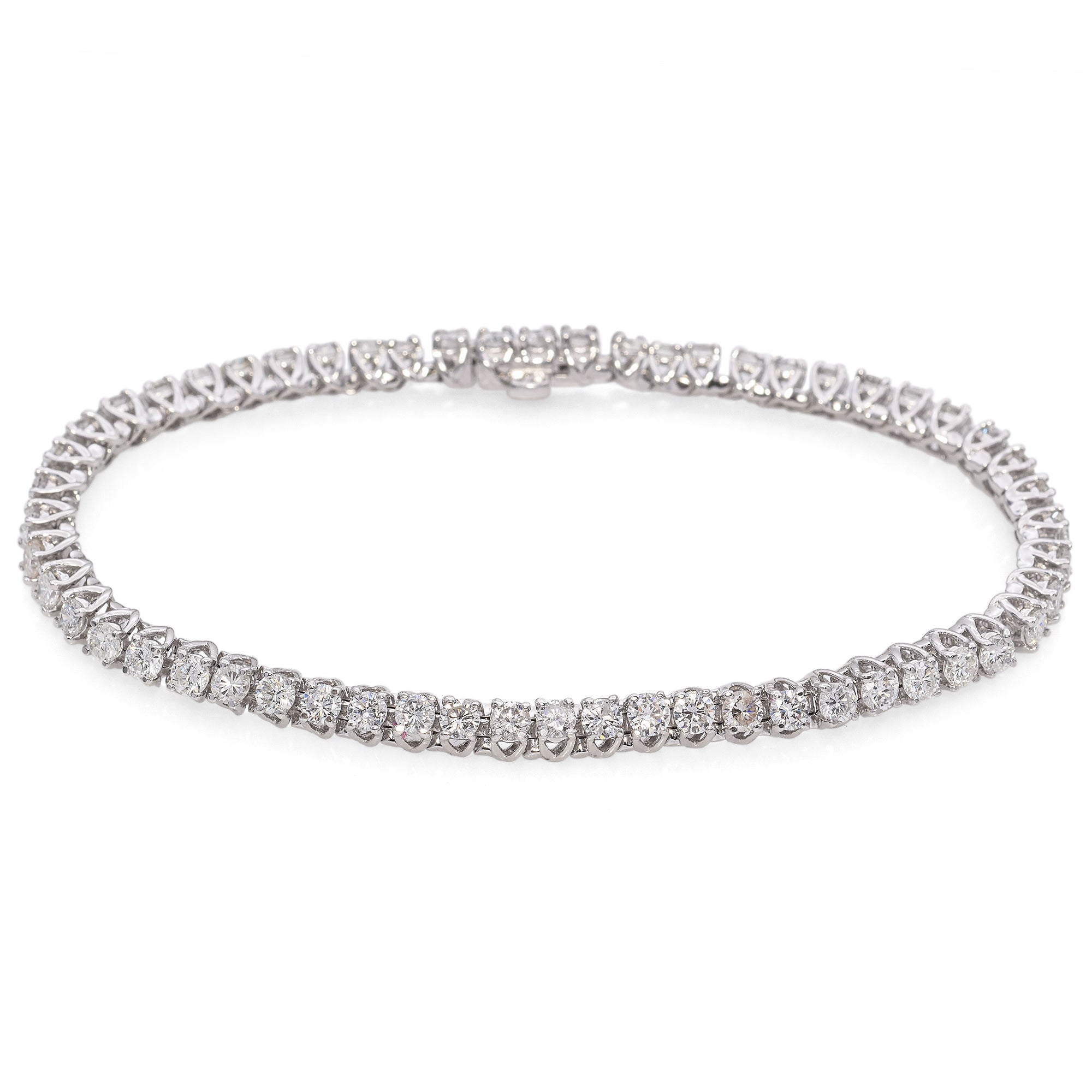 14K White Gold 4.82 TCW Round Diamond Tennis Bracelet