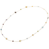 14K Yellow Gold Multi Gemstone Station Necklace 36 Inch