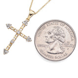 14K Yellow Gold Baguette & Round Diamond 0.22 TCW Cross Pendant Necklace