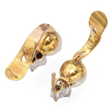 Vintage Yellow Gold Pearl and Diamond Latch Back Earrings