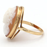 Antique 14K Yellow Gold Carved Shell Cameo Ring, Size 6