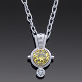 Estate 14K Gold Yellow & White 1.84 TCW Diamond Pendant 18K Gold Chain Necklace