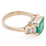 Estate 14K Yellow Gold Square 2.79Ct Emerald & 0.50TCW Diamond Ring Size 6