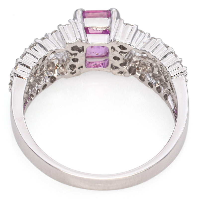 18K White Gold 1.25ct Pink Sapphire and Diamond Ring