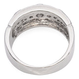 18K White Gold 0.24 TCW Diamond Floral Motif Wide Band Ring