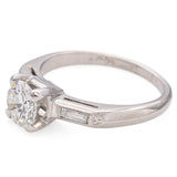 Vintage Platinum 3-Stone 0.83 TCW Diamond Engagement Ring w/Baguette Side Stones