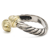 David Yurman Sterling Silver 14K Yellow Gold Cable Bypass Ring