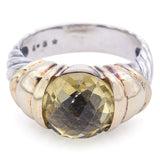 David Yurman Sterling Silver & 14K Yellow Gold Lemon Quartz Capri Ring Size 6,5