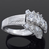 Vintage 3.27 TCW Diamond Precious Metal Alloy Three-Row Band Ring Size 7.25