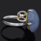 Vintage Silver 15.66Ct Grayish Lavender Jade Oval Cocktail Ring Size 6.5