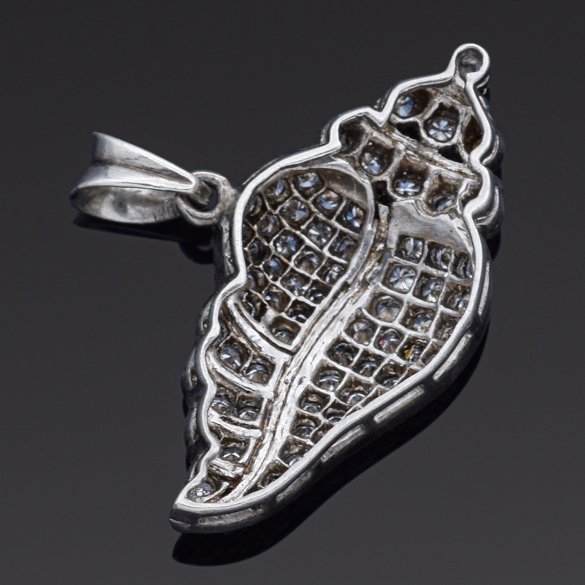 Vintage 1.04 TCW Diamond Sterling Silver Conch Shell Pendant