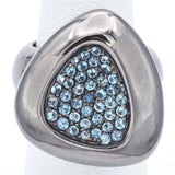 Roberto Coin Capri Plus Ruthenium Plated Sterling Silver Blue Topaz Ring Sz 6.25