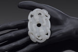 Antique White Mutton Fat Jade Carved Dragon Bi Disc Figurine Pendant