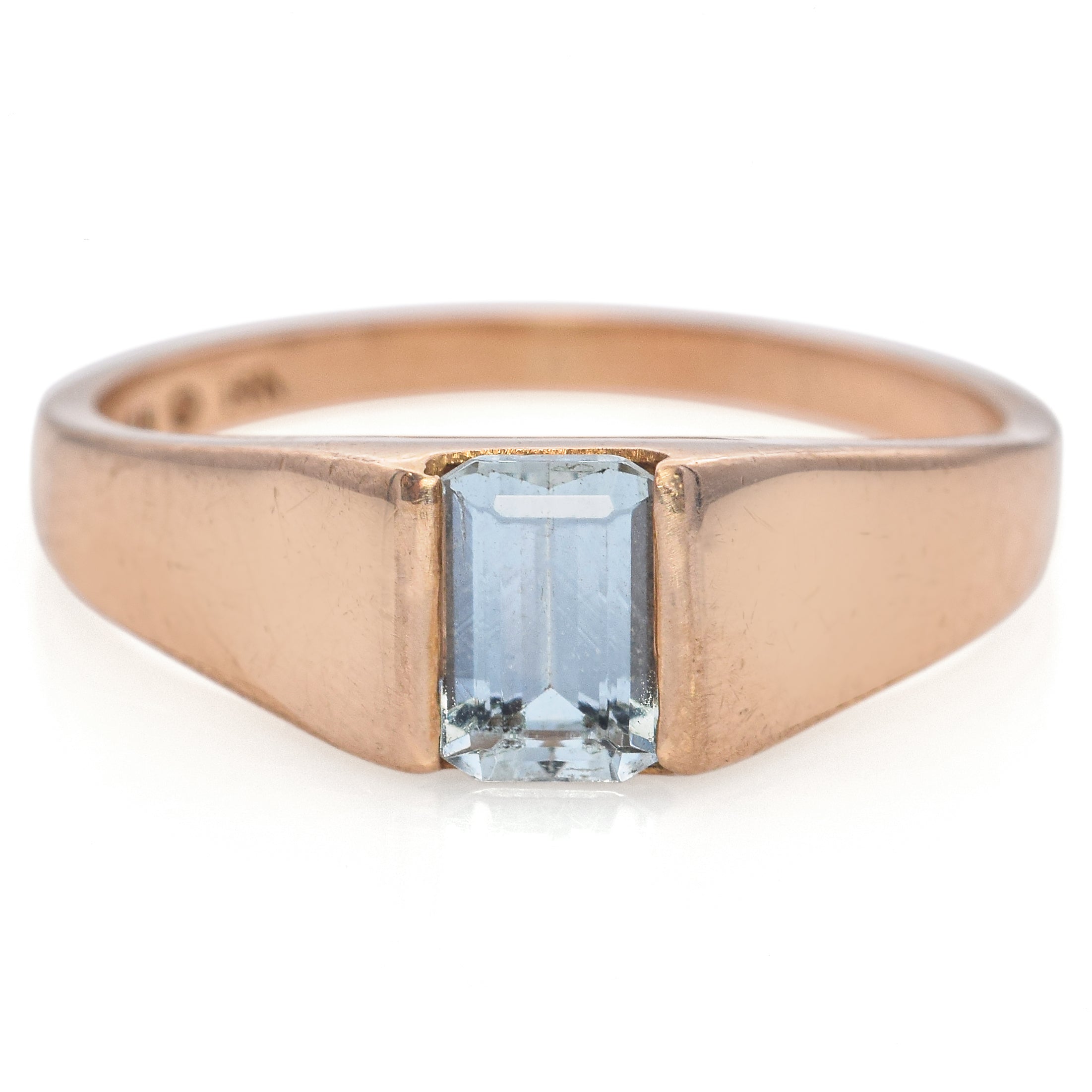 Kabana Vintage 14K Yellow Gold Aquamarine Band Ring