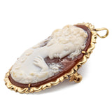 Antique Giovanni Noto 14K Yellow Gold Cameo Oval Brooch Pin Pendant