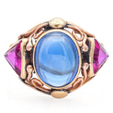 Vintage 14K Yellow Gold 4.06 Ct Lab Sapphire & Ruby Band Ring Size 6