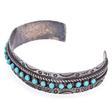 Vintage JP Ukestine Sterling Silver Turquoise Native American Cuff Bracelet