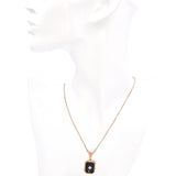 Antique ESEMCO 10K Yellow Gold Onyx and Diamond Pendant Necklace