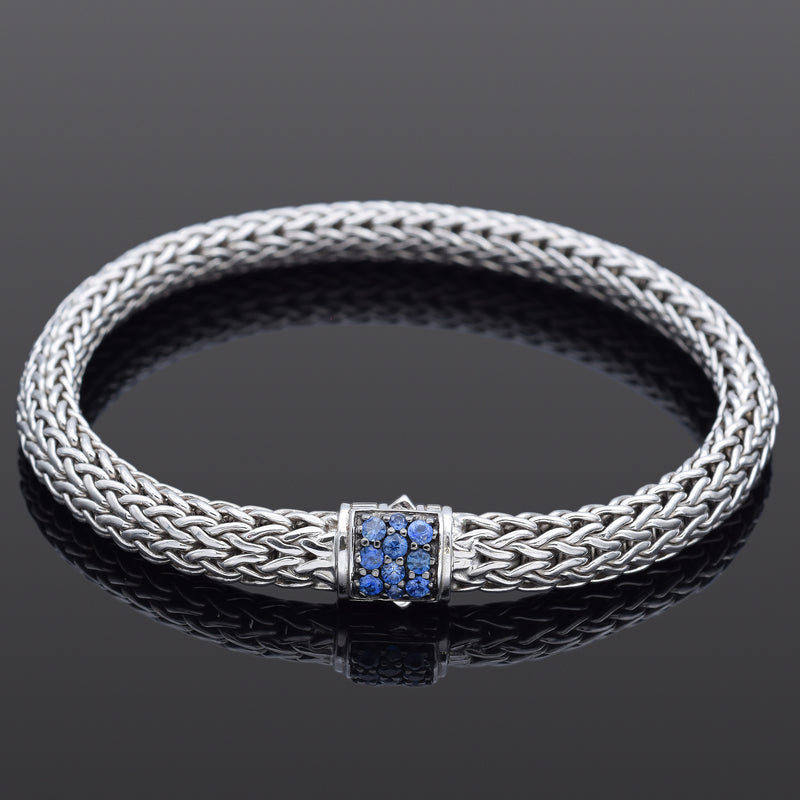 Rhodium 90% Yellow Sapphire Silver Bracelet, Size: Adjustable, 26g at Rs  4999/piece in Surat