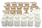 Vintage Richard Ginori Demitasse 800 Silver 12 Cups & Sugar Bowl Set