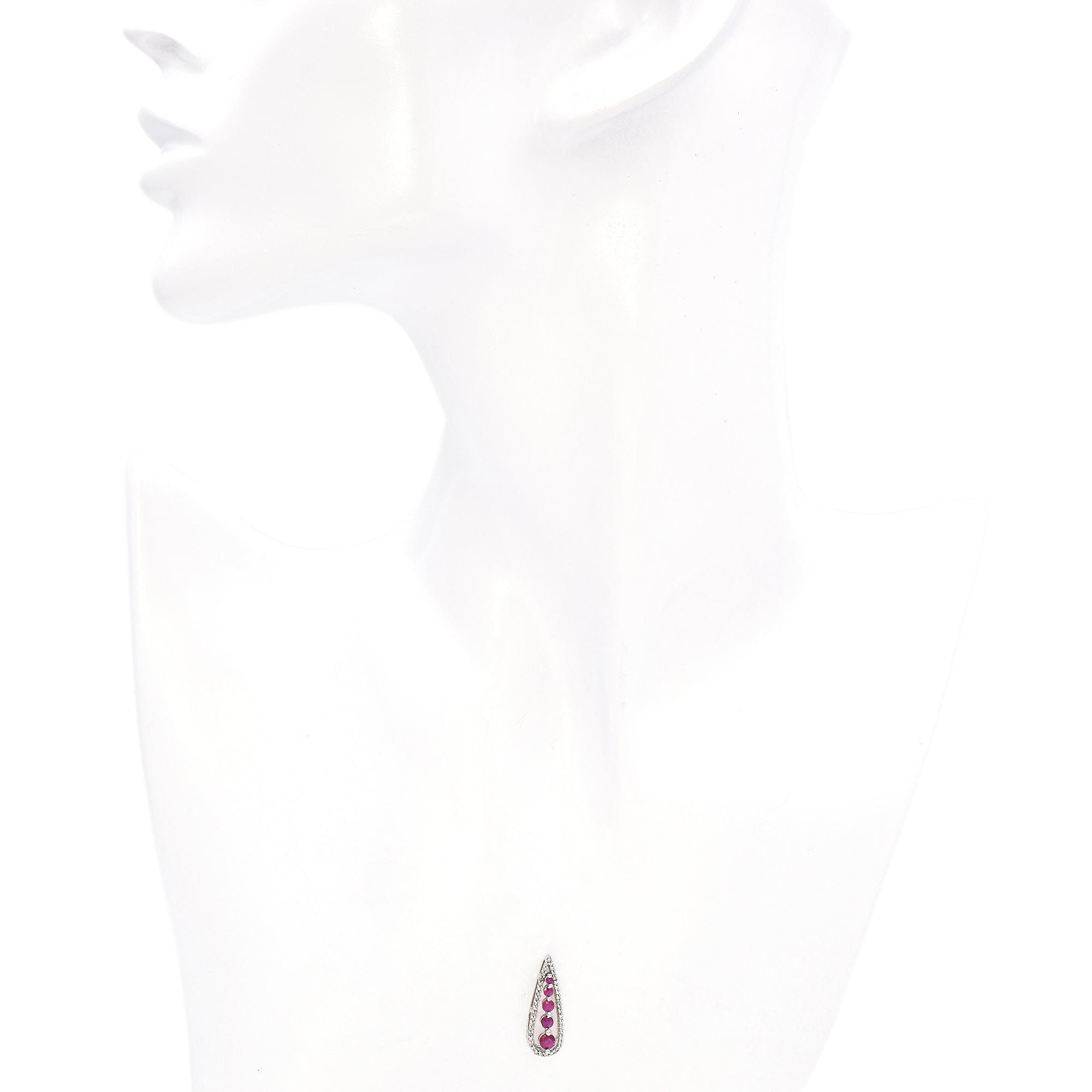 10K White Gold Ruby and Diamond Pendant