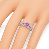 18K White Gold 1.25ct Pink Sapphire and Diamond Ring