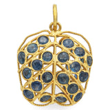 Vintage 18K Yellow Gold Sapphire Puffed Apple Pendant