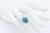 Antique Platinum 2.19 Ct Black Opal & Rose Cut Diamond Ring Size 5.5