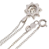 14K White Gold Floral Halo Diamond Pendant Necklace